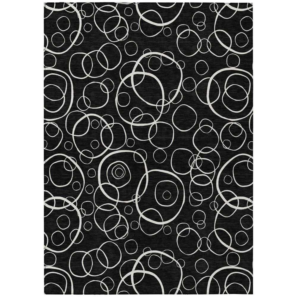HomeRoots 10' Black and Ivory Geometric Washable Area Rug – Modern Design for Indoor & Outdoor Spaces, Durable! 690770