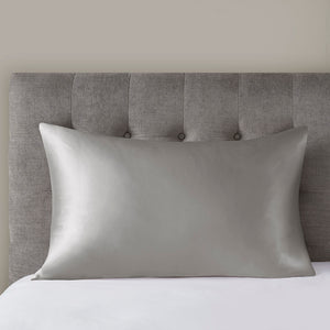 JLA Home Madison Park - 100% Mulberry silk pillowcase 25mm 6A OEKO-TEX satin finish with hidden zipper for skin & hair care Grey MP21-7273