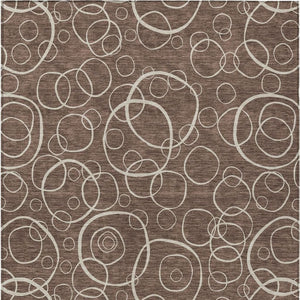 HomeRoots 9' Geometric Brown and Beige Washable Area Rug - Durable Indoor Outdoor Design for Modern Spaces 690775