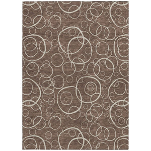 HomeRoots 9' Geometric Brown and Beige Washable Area Rug - Durable Indoor Outdoor Design for Modern Spaces 690775