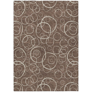 HomeRoots 9' Geometric Brown and Beige Washable Area Rug - Durable Indoor Outdoor Design for Modern Spaces 690775