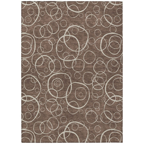 HomeRoots 9' Geometric Brown and Beige Washable Area Rug - Durable Indoor Outdoor Design for Modern Spaces 690775
