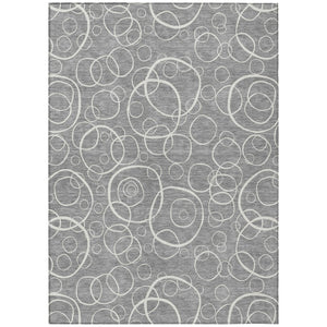 HomeRoots 5' Stylish Gray and Ivory Geometric Area Rug – Durable, Washable, Perfect for Indoor/Outdoor Spaces 690778