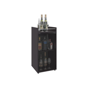 English Elm Bar Engineered Wood Bar Cabinet with Glass Door and 3 Shelves for Bottles & Glassware, Compact Design Black 35.83 L x 19.69 W x 4.72 H B097P350286