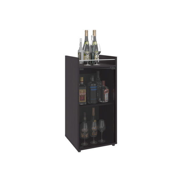 English Elm Bar Engineered Wood Bar Cabinet with Glass Door and 3 Shelves for Bottles & Glassware, Compact Design Black 35.83 L x 19.69 W x 4.72 H B097P350286