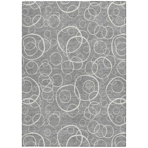 HomeRoots 8' Gray and Ivory Geometric Indoor-Outdoor Area Rug - Durable, Washable, and Stylish for Any Space 690780