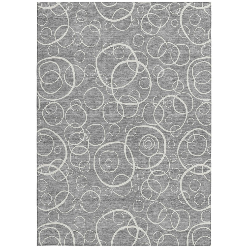 HomeRoots 10' Gray and Ivory Geometric Area Rug for Indoor/Outdoor Use - Washable, Durable, Stylish Comfort! 690782