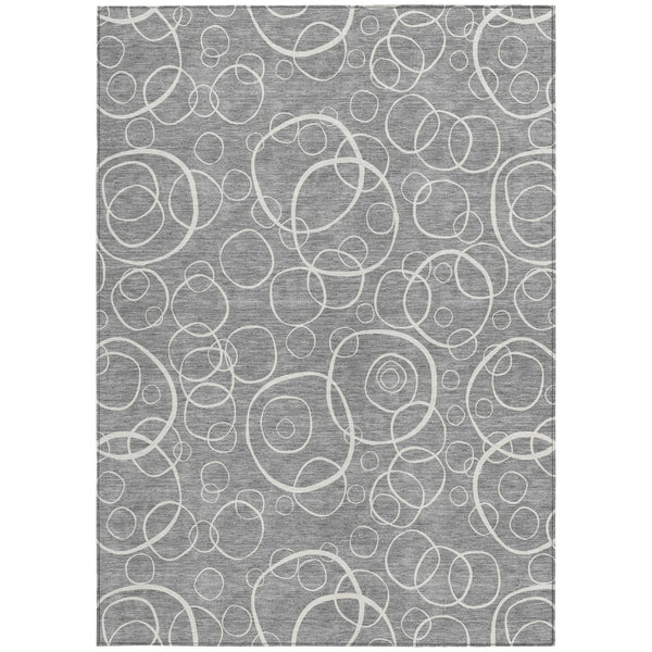 HomeRoots 10' Gray and Ivory Geometric Area Rug for Indoor/Outdoor Use - Washable, Durable, Stylish Comfort! 690782