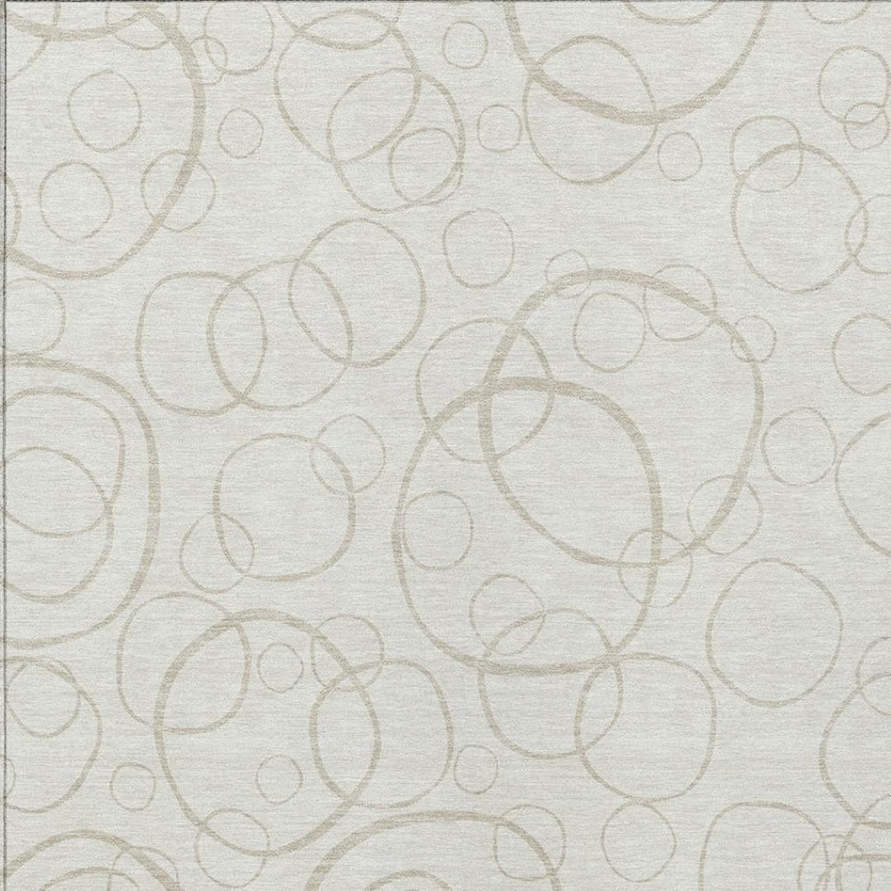 HomeRoots 5' X 8' Ivory and Beige Geometric Washable Area Rug - Durable, Stylish for Indoor & Outdoor Spaces! 690784