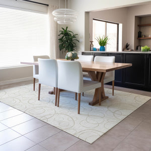 HomeRoots 5' X 8' Ivory and Beige Geometric Washable Area Rug - Durable, Stylish for Indoor & Outdoor Spaces! 690784