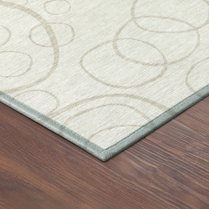 HomeRoots 8' Ivory and Beige Round Geometric Area Rug – Stylish, Washable Indoor/Outdoor Design for Any Space! 690785