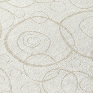 HomeRoots 8' Ivory and Beige Round Geometric Area Rug – Stylish, Washable Indoor/Outdoor Design for Any Space! 690785