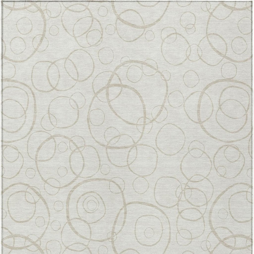 HomeRoots 8' X 10' Ivory and Beige Geometric Area Rug – Durable, Washable, Indoor/Outdoor Style for Any Space 690786