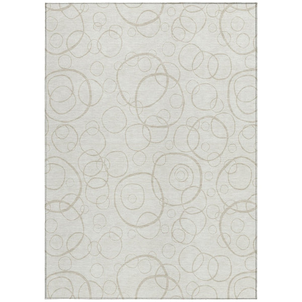 HomeRoots 8' X 10' Ivory and Beige Geometric Area Rug – Durable, Washable, Indoor/Outdoor Style for Any Space 690786