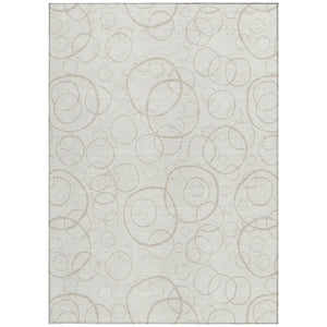 HomeRoots 9' Geometric Ivory and Beige Washable Area Rug - Perfect for Indoor/Outdoor Spaces, Durable & Stylish 690787