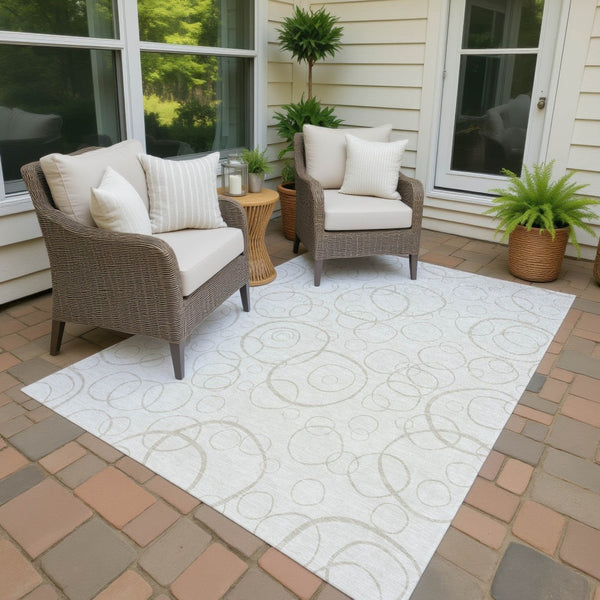 HomeRoots 10' Modern Ivory and Beige Geometric Washable Area Rug – Indoor/Outdoor Stylish Durability & Easy Care 690788