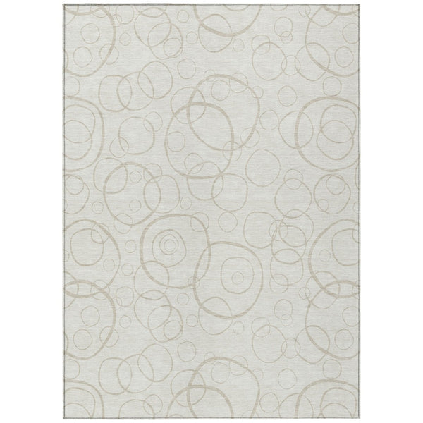 HomeRoots 10' Modern Ivory and Beige Geometric Washable Area Rug – Indoor/Outdoor Stylish Durability & Easy Care 690788