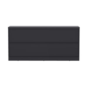 English Elm Griffin 62" Sideboard with Soft-Close Doors and Fixed Shelves for Sleek Modern Storage Solutions White+Black B365P397681