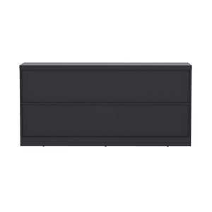 English Elm Sideboard Matte Black Four Door Storage Cabinet for Dining Room or Entryway B365P415822