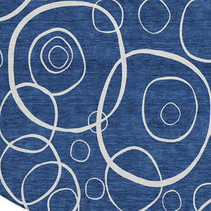 HomeRoots 8' Navy Blue and Ivory Round Geometric Area Rug - Washable, Durable, Stylish for Indoor & Outdoor Use 690791