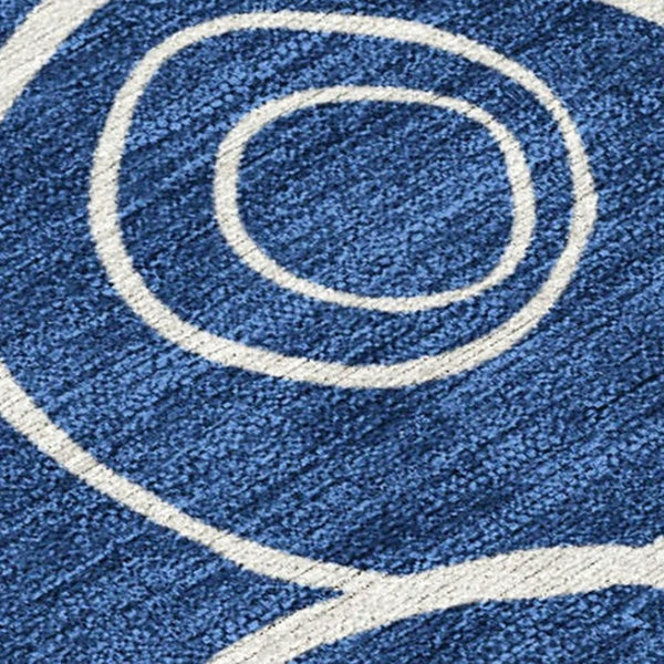 HomeRoots 8' X 10' Navy Blue & Ivory Geometric Indoor-Outdoor Rug – Stylish, Durable & Machine Washable! 690792