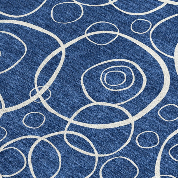HomeRoots 8' X 10' Navy Blue & Ivory Geometric Indoor-Outdoor Rug – Stylish, Durable & Machine Washable! 690792