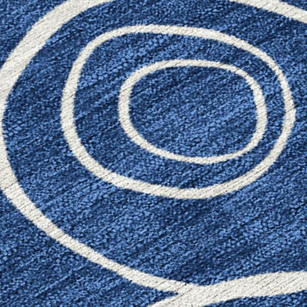 HomeRoots 9' X 12' Navy Blue Geometric Indoor Outdoor Area Rug - Washable, Durable, Perfect for High-Traffic Spaces 690793