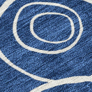 HomeRoots 10' Navy Blue & Ivory Geometric Area Rug – Stylish, Washable, Durable for Indoor & Outdoor Spaces! 690794