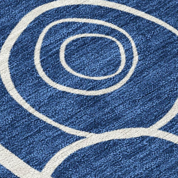 HomeRoots 10' Navy Blue & Ivory Geometric Area Rug – Stylish, Washable, Durable for Indoor & Outdoor Spaces! 690794