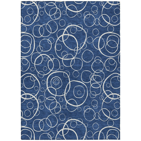 HomeRoots 10' Navy Blue & Ivory Geometric Area Rug – Stylish, Washable, Durable for Indoor & Outdoor Spaces! 690794