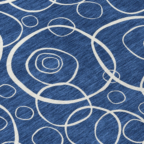 HomeRoots 10' Navy Blue & Ivory Geometric Area Rug – Stylish, Washable, Durable for Indoor & Outdoor Spaces! 690794