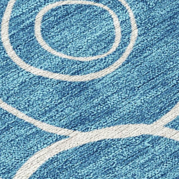 HomeRoots 5' Teal Blue & Ivory Geometric Area Rug – Durable, Washable Indoor/Outdoor Design for High-Traffic Spaces 690796