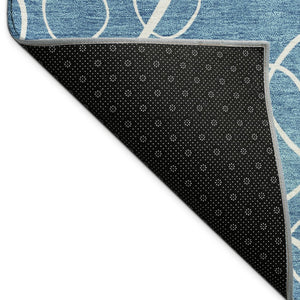 HomeRoots 8' Teal Blue Geometric Round Area Rug - Washable, Durable & Stylish for Indoor/Outdoor Spaces 690797