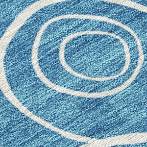 HomeRoots 8' X 10' Stylish Teal Blue & Ivory Geometric Area Rug – Washable, Durable for Indoor & Outdoor Use 690798