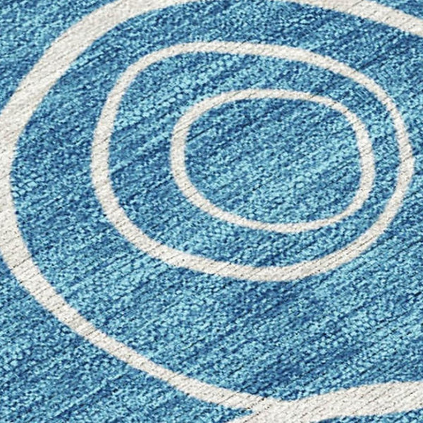 HomeRoots 8' X 10' Stylish Teal Blue & Ivory Geometric Area Rug – Washable, Durable for Indoor & Outdoor Use 690798