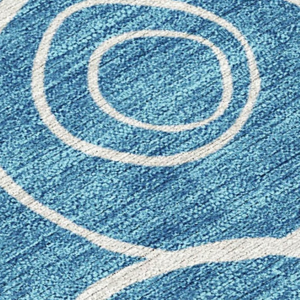 HomeRoots 9' Teal Blue & Ivory Geometric Washable Area Rug – Stylish, Durable, Indoor/Outdoor Perfect for Any Space 690799