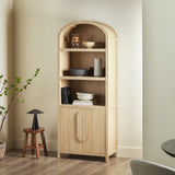 Chantelle Modern Arched Bookcase with Statement Wood Cabinet Pulls Coastal Oak WECHA41OS2CO0 Walker Edison