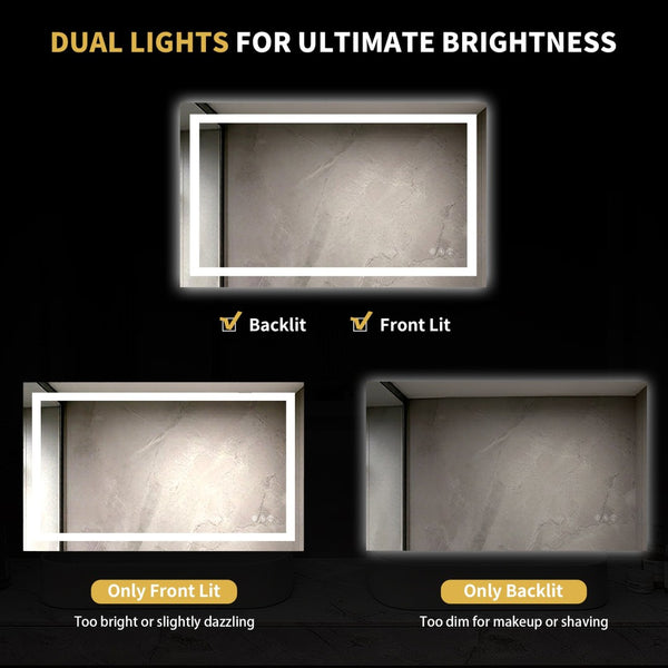 English Elm 40" Led Vanity Mirror with Front Back Halo Glow Anti-fog Dimmable Aluminum Frame W1920P493136