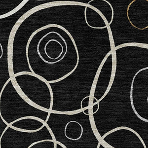 HomeRoots 5' X 8' Washable Black and Ivory Geometric Area Rug for Indoor Outdoor Use - Durable & Stylish Design 690802