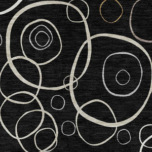 HomeRoots 5' X 8' Washable Black and Ivory Geometric Area Rug for Indoor Outdoor Use - Durable & Stylish Design 690802