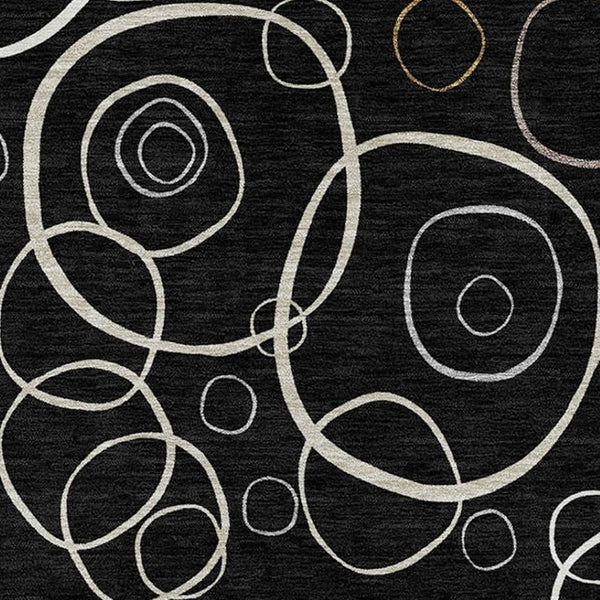 HomeRoots 5' X 8' Washable Black and Ivory Geometric Area Rug for Indoor Outdoor Use - Durable & Stylish Design 690802