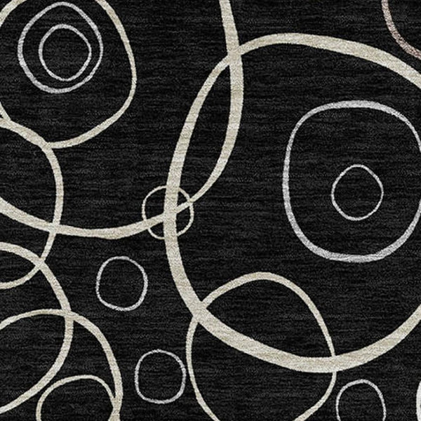 HomeRoots 8' X 10' Geometric Washable Area Rug in Black, Ivory & Brown – Durable, Stylish, Indoor/Outdoor Use! 690804