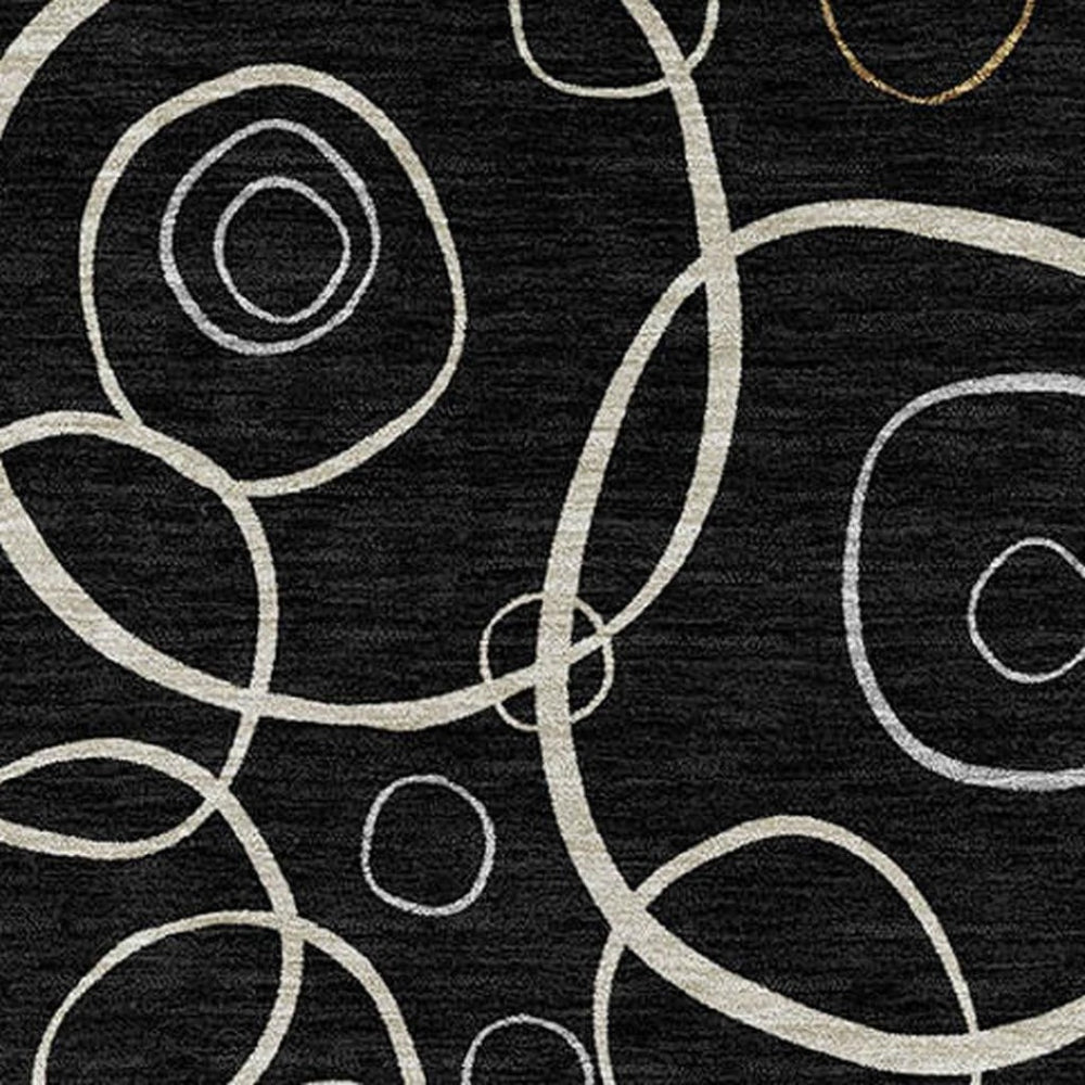 HomeRoots 9' x 12' Modern Geometric Black Ivory Brown Area Rug – Stylish, Durable, Washable for Indoor/Outdoor Use 690805