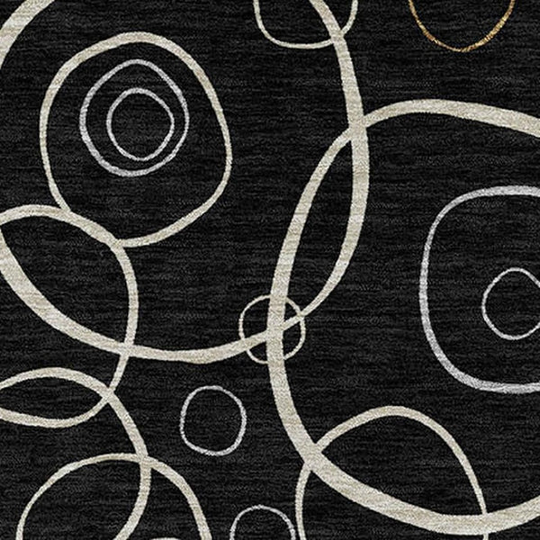 HomeRoots 9' x 12' Modern Geometric Black Ivory Brown Area Rug – Stylish, Durable, Washable for Indoor/Outdoor Use 690805