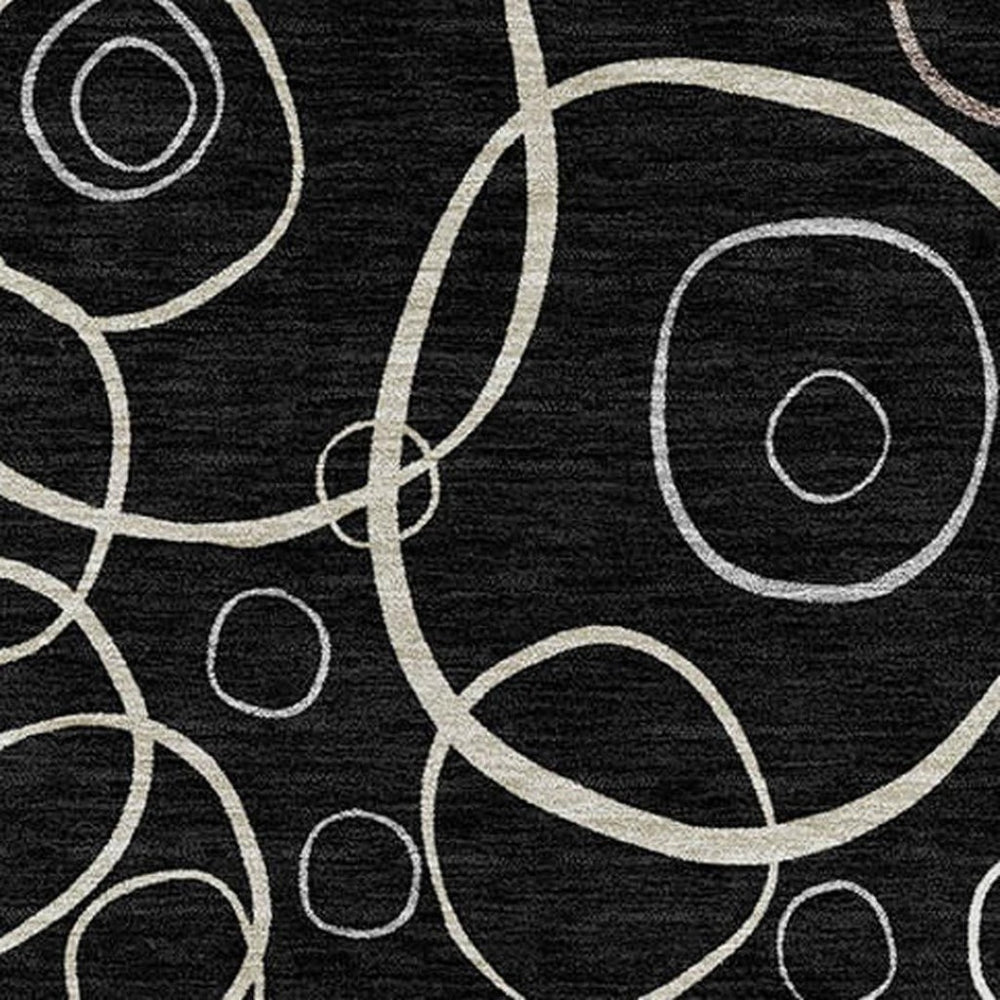 HomeRoots 10' Contemporary Black, Ivory & Brown Geometric Washable Area Rug for Indoor & Outdoor Spaces 690806