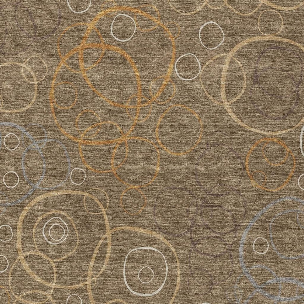 HomeRoots 5' Geometric Washable Area Rug in Brown, Copper & Ivory - Stylish Indoor/Outdoor Design for All Spaces 690808