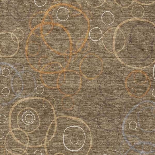 HomeRoots 5' Geometric Washable Area Rug in Brown, Copper & Ivory - Stylish Indoor/Outdoor Design for All Spaces 690808