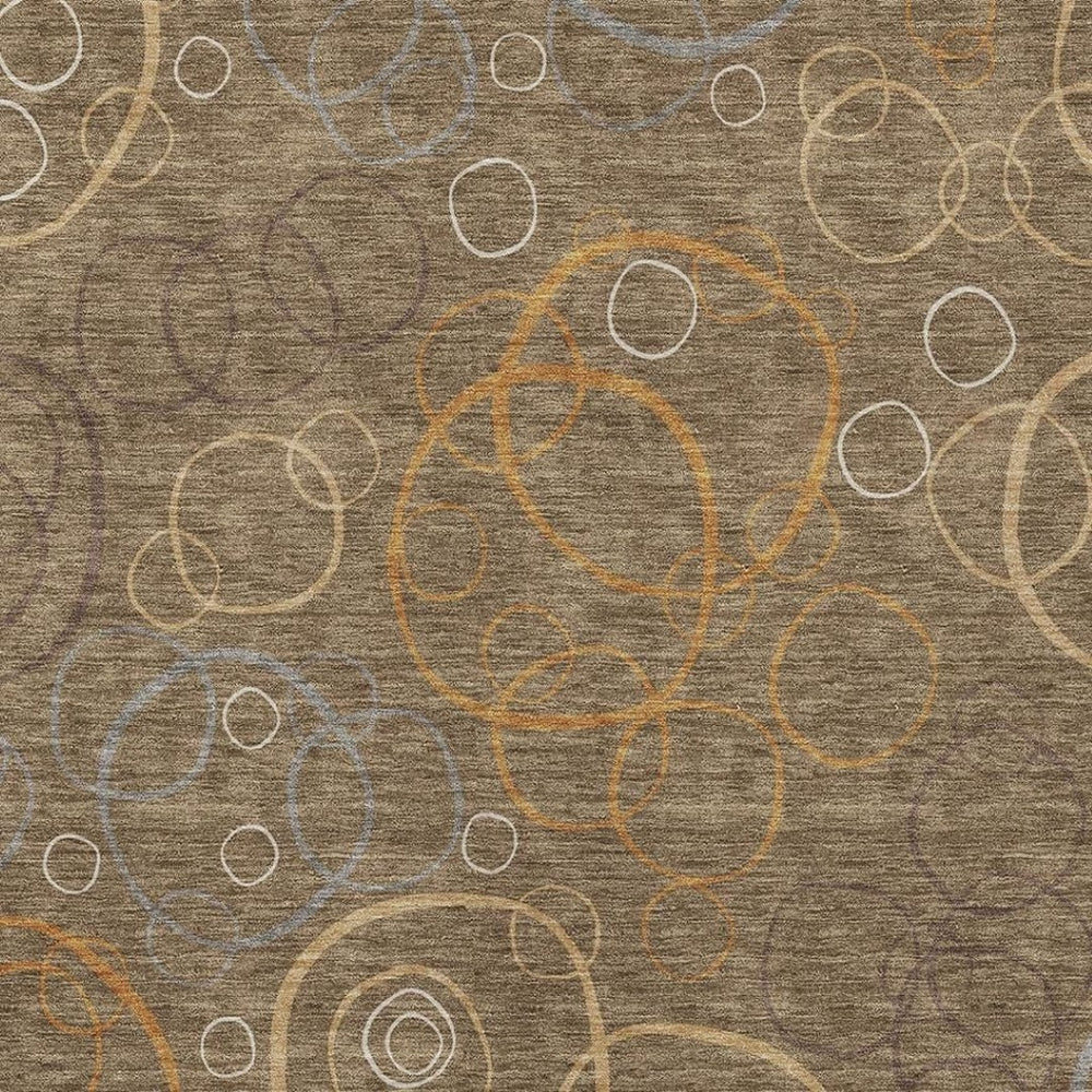 HomeRoots 8' X 10' Brown Copper & Ivory Geometric Area Rug - Durable, Washable, Indoor/Outdoor Versatility! 690810