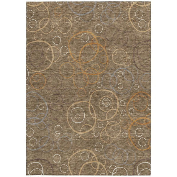 HomeRoots 9' X 12' Geometric Washable Indoor Outdoor Area Rug in Brown Copper & Ivory - Stylish & Durable 690811