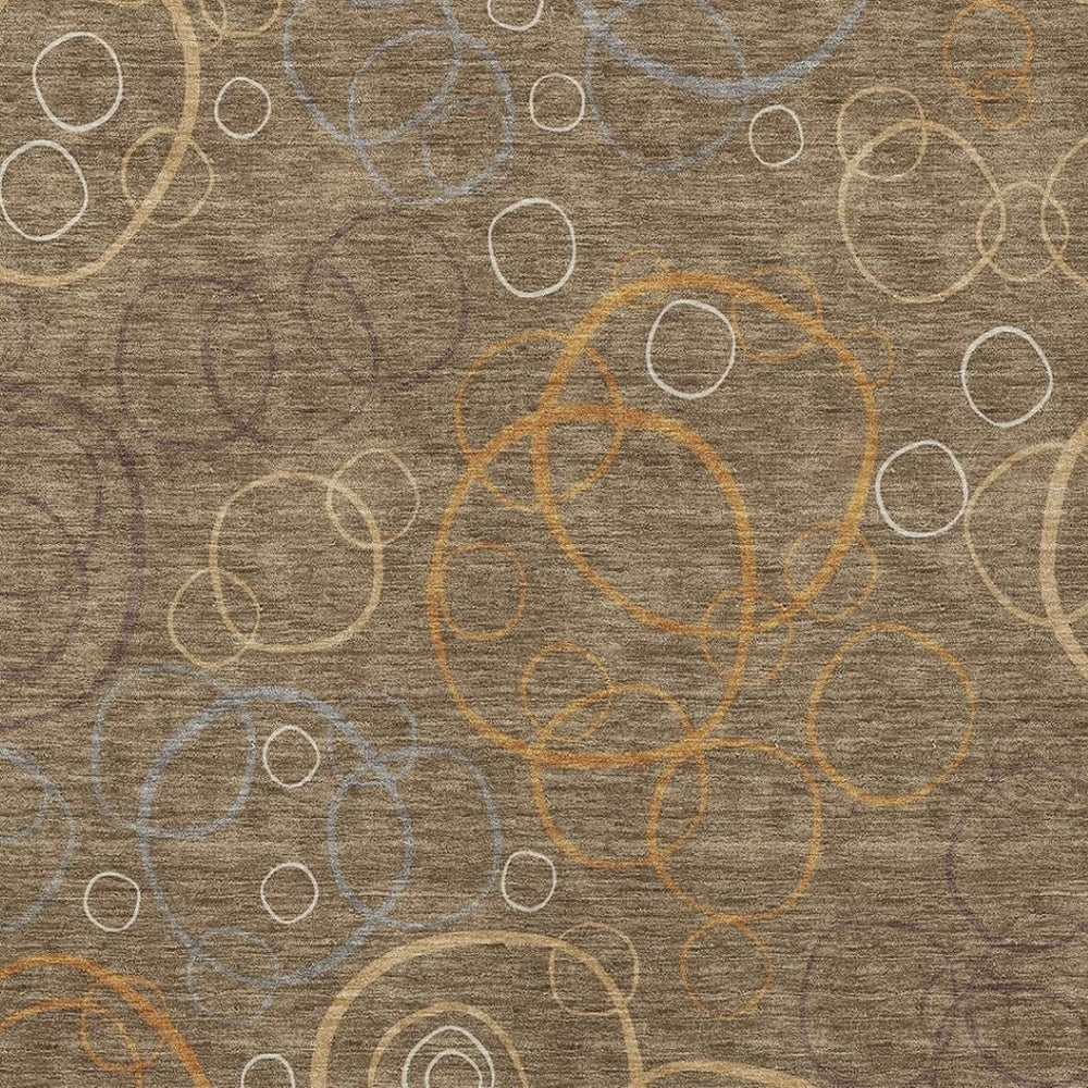 HomeRoots 10' Geometric Indoor Outdoor Area Rug in Brown, Copper & Ivory - Washable, Stylish & Durable Design 690812
